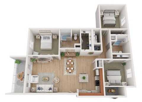 C1 Three Bed Two Bath Floorplan at Gibson Oaks, Lakeland, 33809