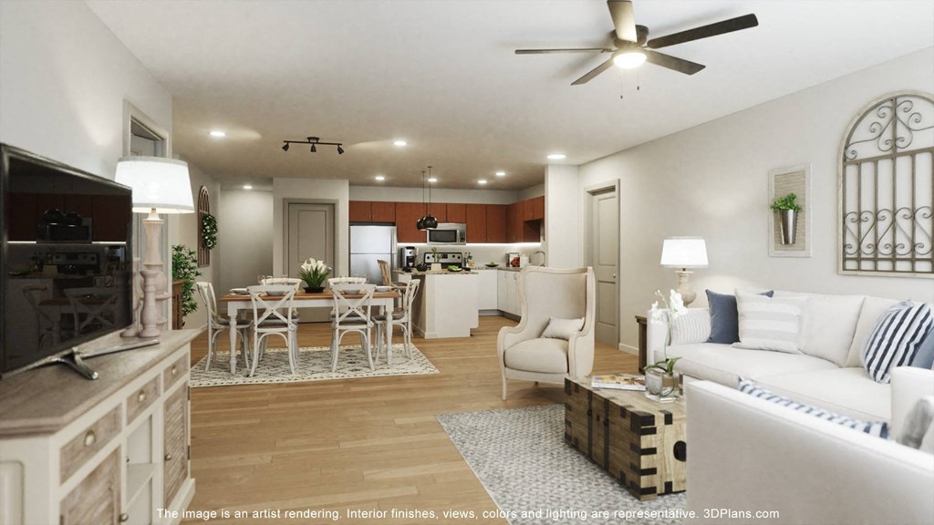 Ceiling Fan and Sofa in Living Room  at Gibson Oaks, Lakeland, 33809