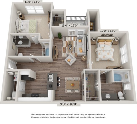 1013 sqft Two Bedroom