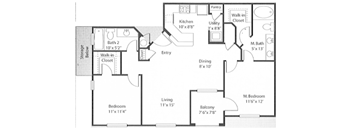 1022sqft 2 bed 2 bath Sienna