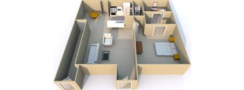 a floor plan of a house with a bedroom and a living room