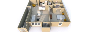 the floor plan of a small apartment with a bedroom and a living room