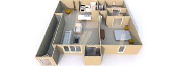 the floor plan of a house with a bedroom and a living room