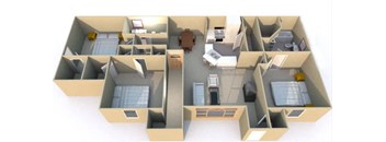 a 3d floor plan of a house with two doors
