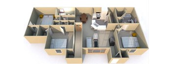 a 3d floor plan of a house with two doors