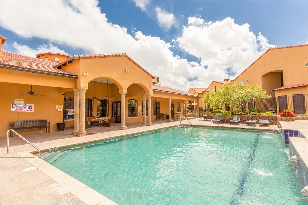 Sparkiling pool and pool house