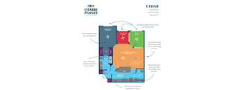 A floor plan for the Otarre Pointe Apartment Homes, showing the layout of one bedroom apartment with 866 square feet.