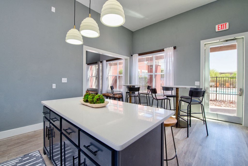 Island and breakfast table at the clubhouse