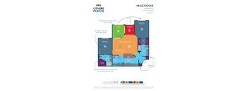 A floor plan for a 2 bedroom, 2 bathroom apartment of 110 square feet, featuring a living room, kitchen, bedroom, and bathroom.