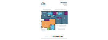 A floor plan for a 3 bedroom, 2 bathroom apartment at Otarte Pointe.