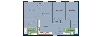 a blueprint of a floor plan of a living room and a kitchen
