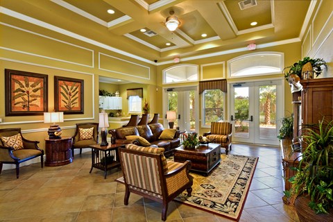 A living room with a brown sofa and a rug.