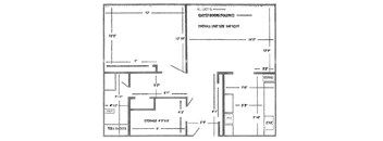 A technical drawing shows the dimensions of a storage unit.