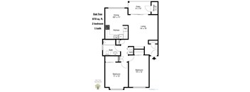 A floor plan for an Oak Tree apartment is shown with details of the rooms and their sizes.