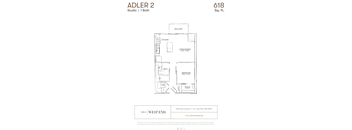a floor plan of a unit with a bedroom and a bathroom