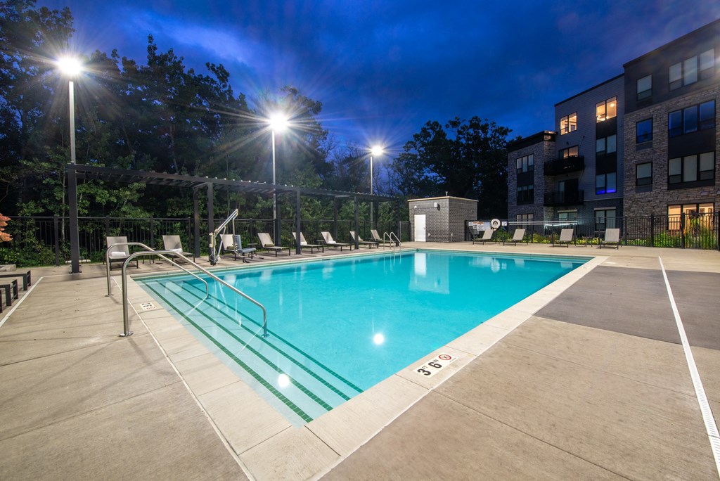 our apartments have a swimming pool at night