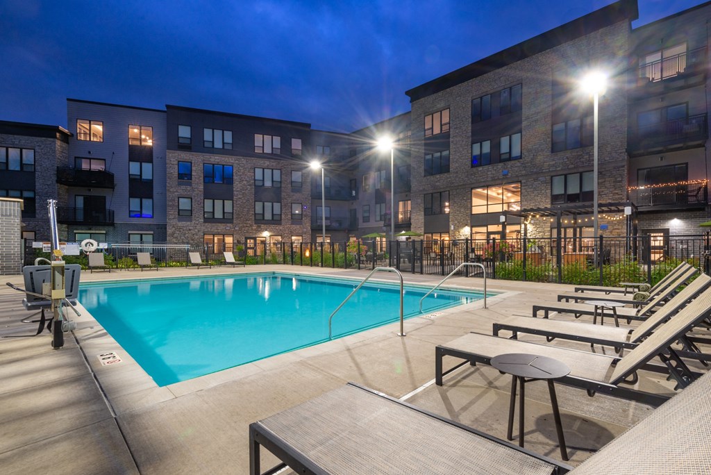 our apartments offer a swimming pool at night