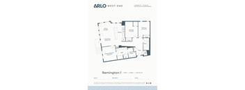 A floor plan for a 3 bedroom apartment with 2 bathrooms and a living room.