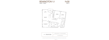 a floor plan of a unit with a bedroom and a bathroom