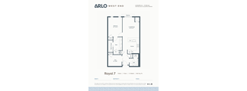 A floor plan for a 1 bedroom apartment at ARLO West End.