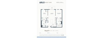 A floor plan for a property at Arlo West End showing the layout of the rooms.