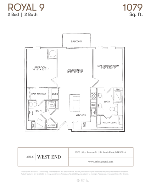 a floor plan of a bedroom apartment with a bathroom and a closet