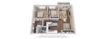 a 3d floor plan of a 1 bedroom apartment