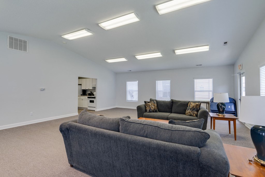 a living room with a couch and a coffee table