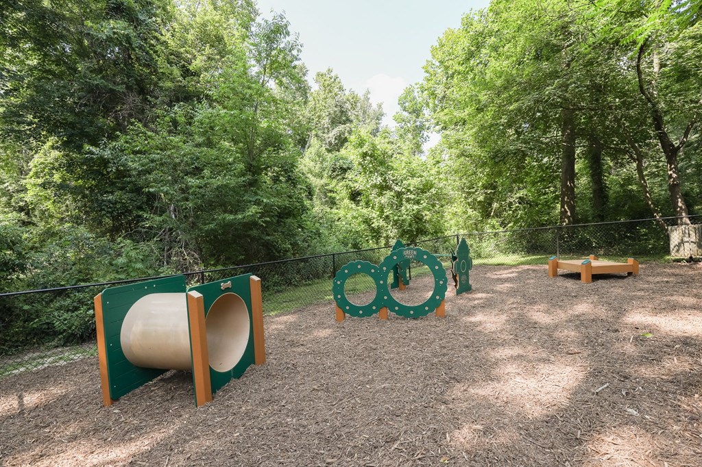 a park with a playground and trees