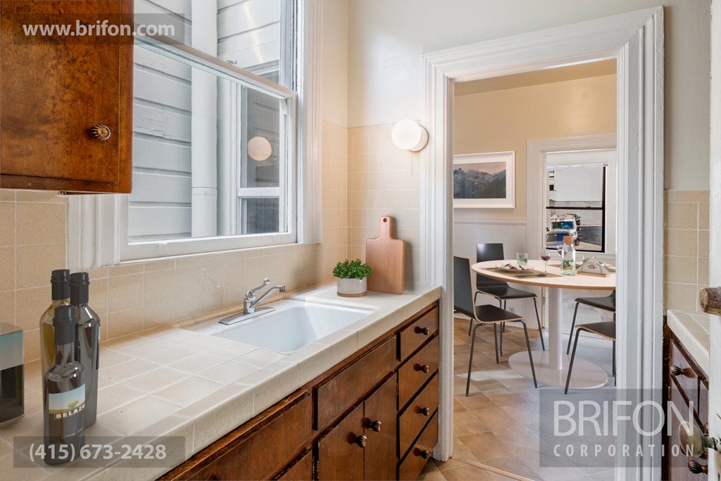 Kitchen with Large White Undermount Single Tub Sink