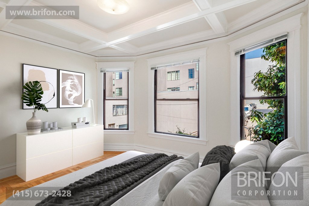 Bedroom Large with Box Beam Ceiling