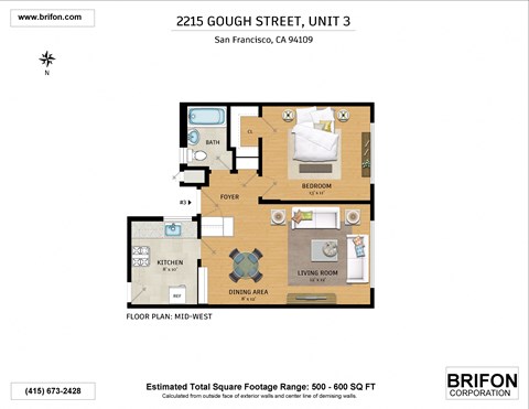 a floor plan for unit 3 of 2325 gough street