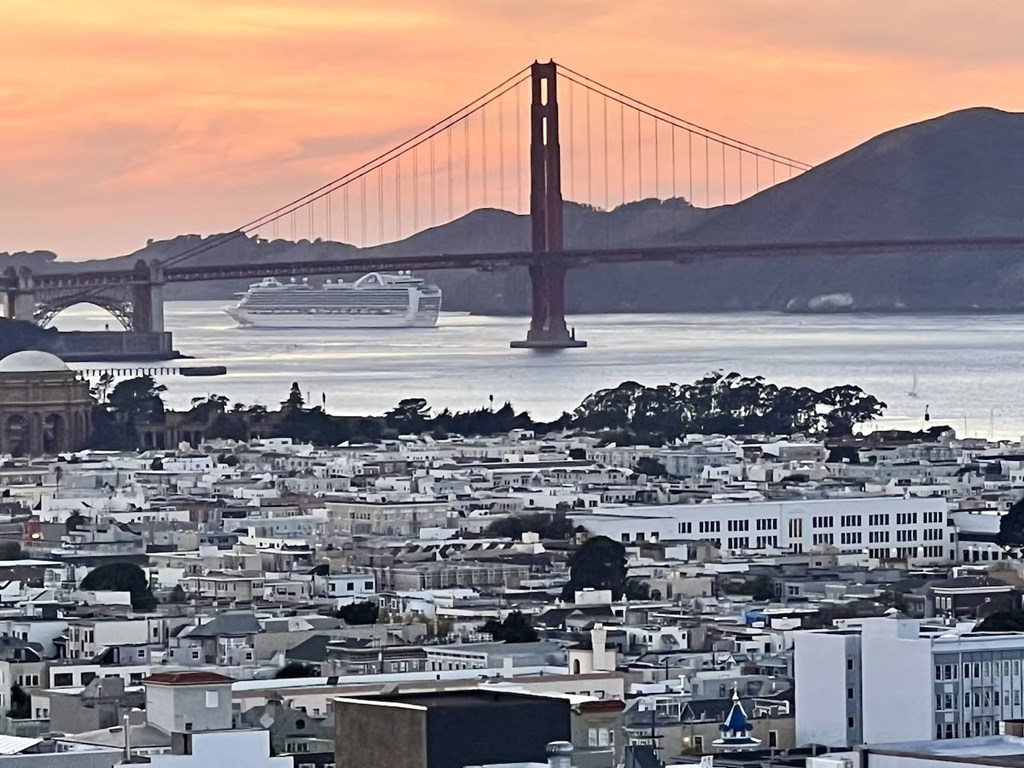 a view of the golden gate bridge and the city