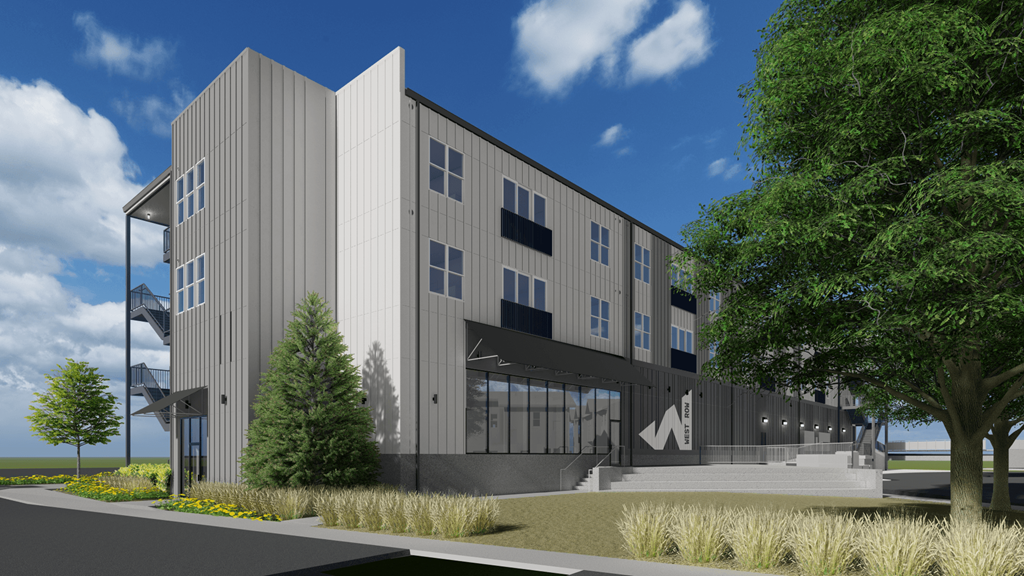 a rendering of the back of West Row Lofts and Townhomes in Birmingham, AL