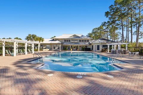 A large house with a pool in the backyard.