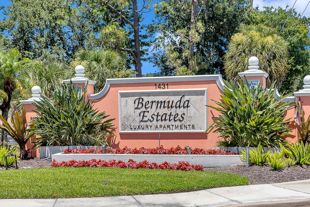 Entrance Sign at Bermuda Estates Apartments in Ormond Beach, FL