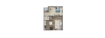 Midtown 250 - one bedroom floor plan rendering