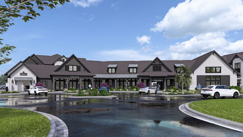 A large house with a pool in front of it.