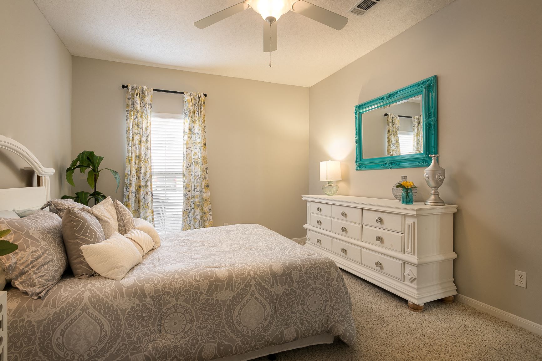 ceiling fan in bedroom at Village at Caldwell Mill Apartments in Birmingham, Alabama