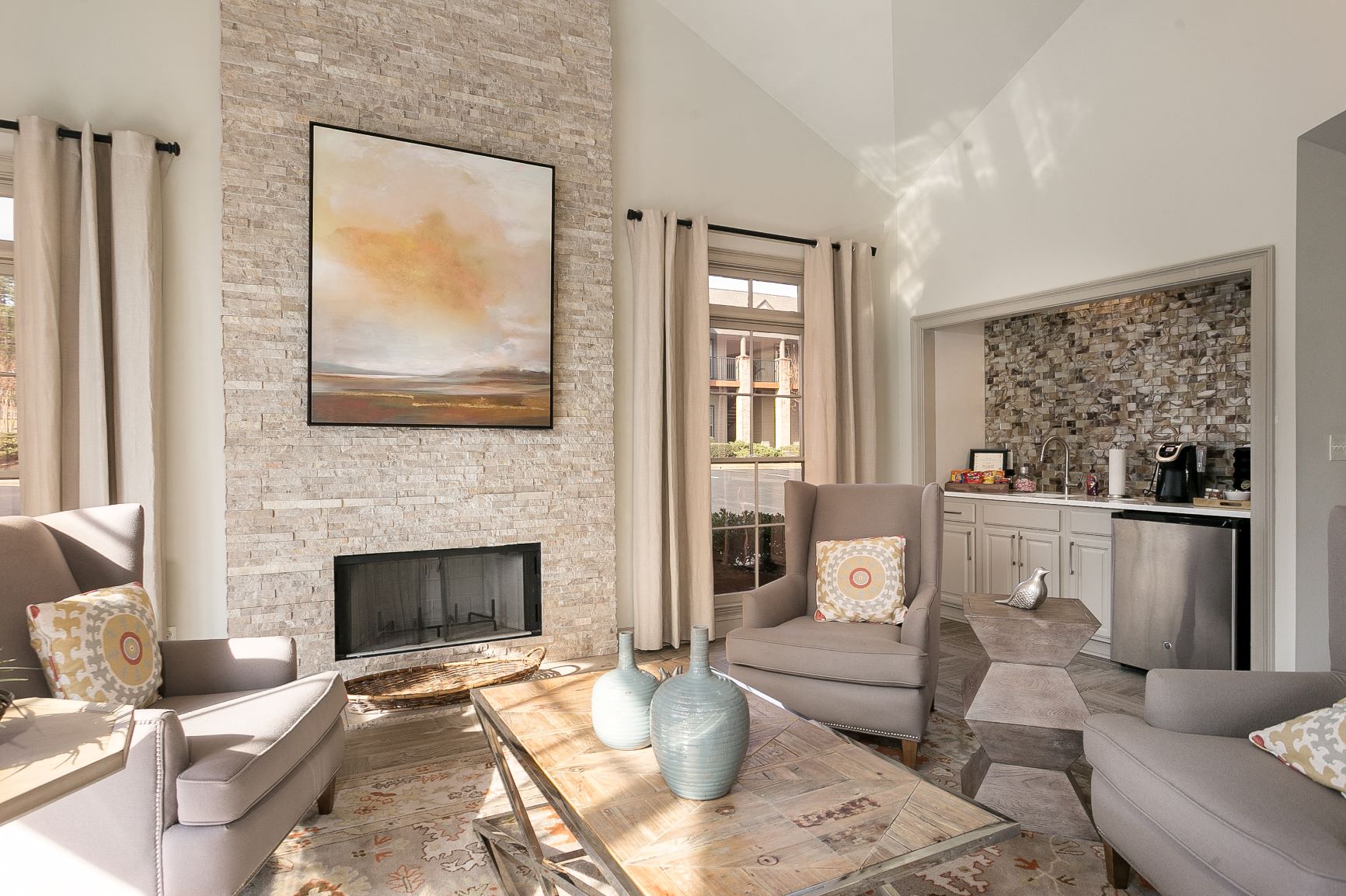 Remodeled clubhouse at Village at Caldwell Mill Apartments in Birmingham, Alabama