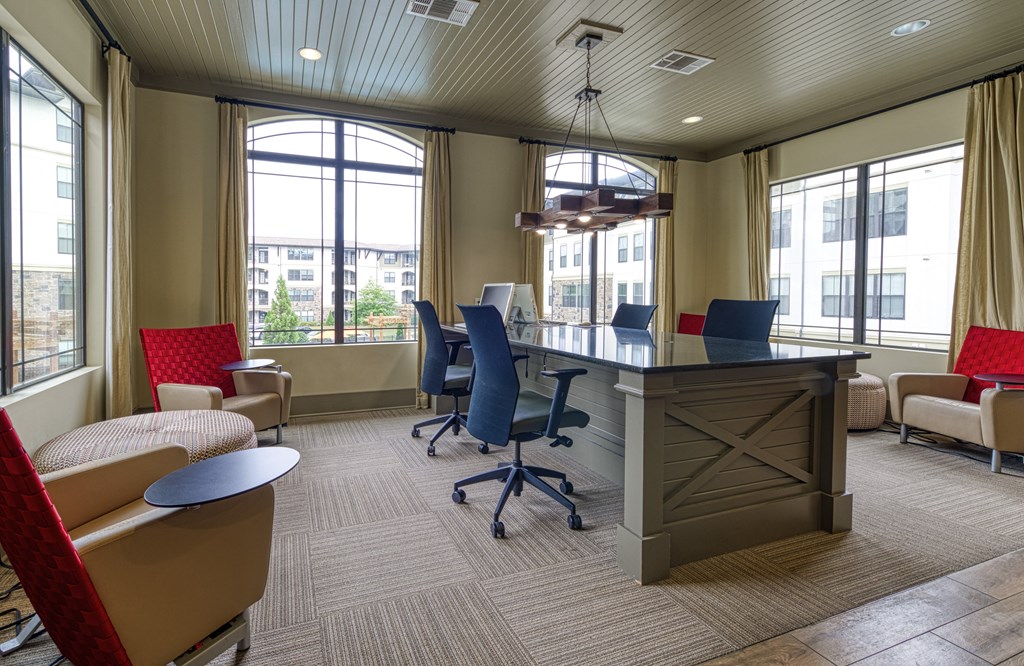 Business Center with Coffee Lounge at 4700 Colonnade Apartments in Birmingham, AL
