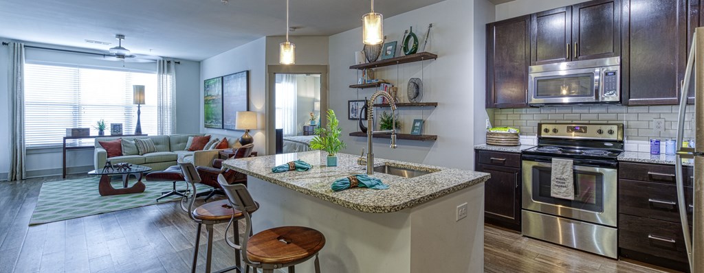 Open Concept Living and Kitchen at 4700 Colonnade Apartments in Birmingham, AL
