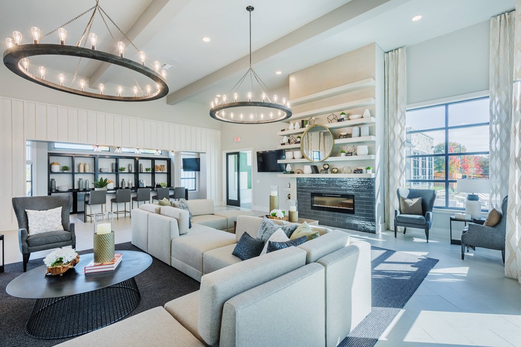 Resident Social Lounge with fireplace at Bon Haven Apartments in Spartanburg, SC