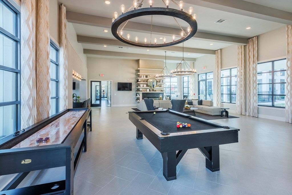 Resident Cafe and Game Lounge with Billiards at Bon Haven Apartments in Spartanburg, SC