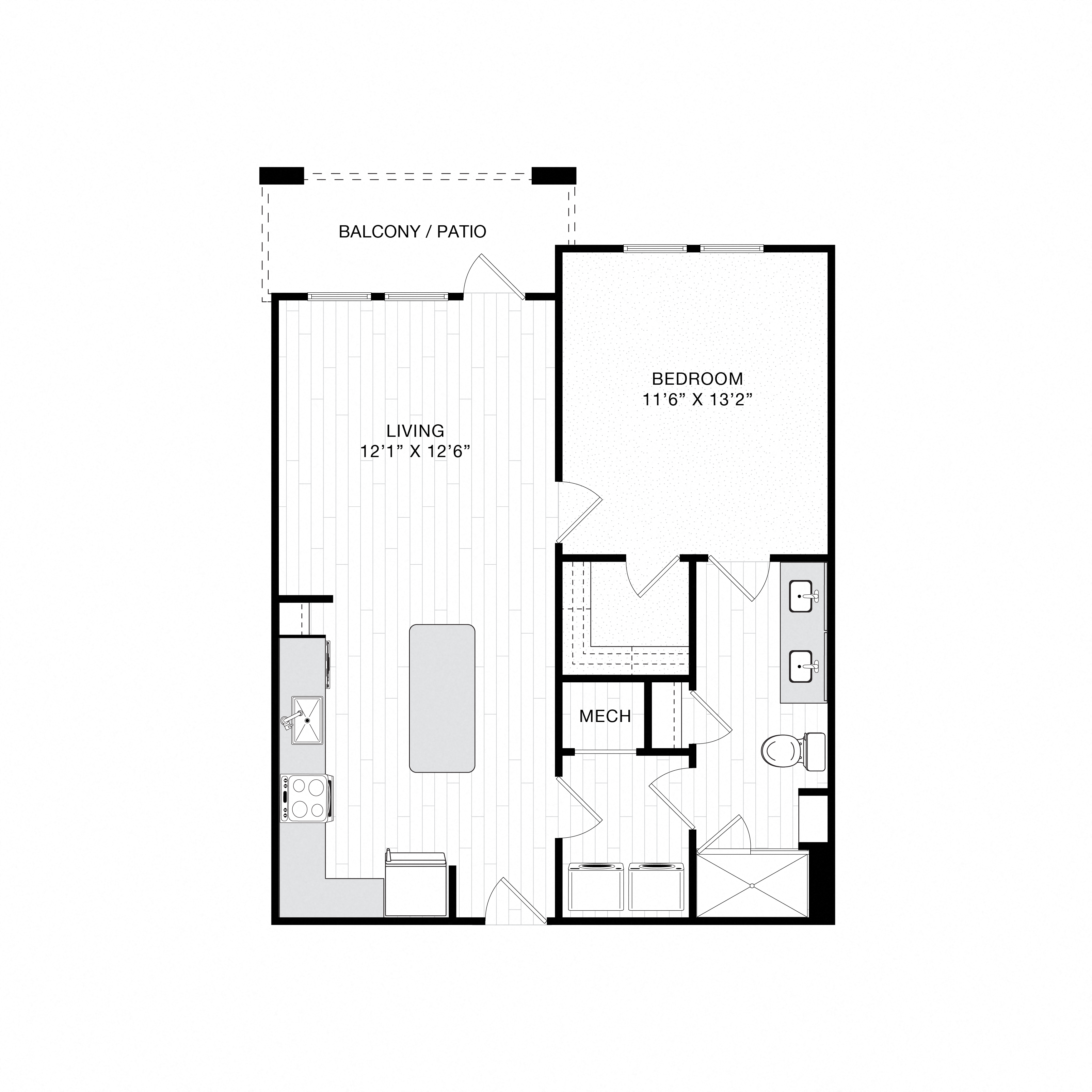 floor plan of the first level floorplan of an open concept home at Tapestrry East Bay in Apollo Beach, FL