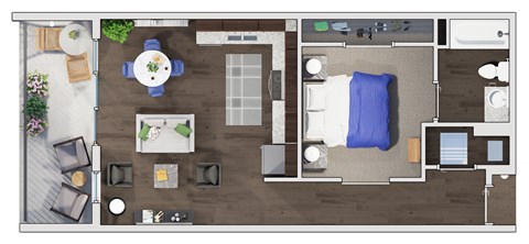 1 bedroom 1 bathroom floor plan T at 20 Midtown, Birmingham, AL, 35233
