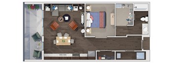 1 bed 1 bath floor plan at 20 Midtown, Alabama, 35233