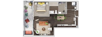 1 bed 1 bath floor plan C at 20 Midtown, Alabama