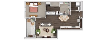 1 bed 1 bath floor plan E at 20 Midtown, Birmingham, AL, 35233