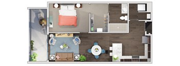 1 Bed 1 Bath floor plan at 20 Midtown, Birmingham, 35233
